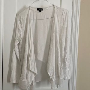 White a.n.a cardigan with sheer ruffle hem L